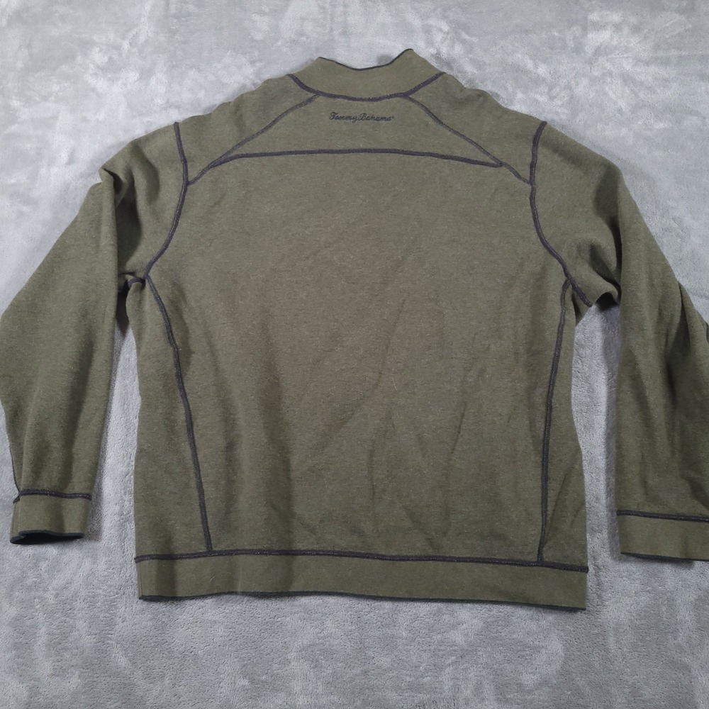 Tommy Bahama Sweater Mens XL Green Gray Reversible Half Zip Pullover Casual - Picture 8 of 9
